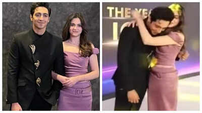 Aneet Padda crowns Ahaan Panday ‘best man in the world’; rumoured couple HUG as they re-create ‘Saiyaara’ scene – WATCH |