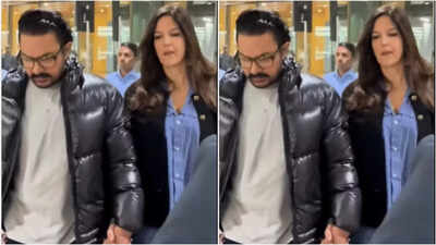 Aamir Khan and Gauri Spratt walk hand-in-hand at airport – watch video |
