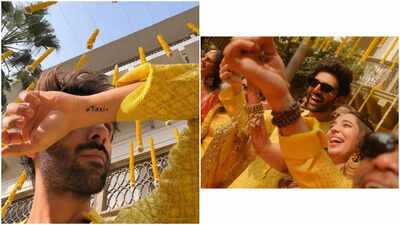 Kartik Aaryan turns doting brother at sister Kritika Tiwari’s haldi, proudly flaunts her wedding hashtag ‘Tikki’ tattoo on his wrist – See PIC | Hindi Movie News