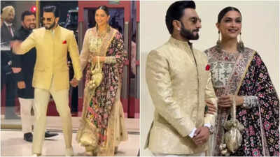 ‘Dhurandhar’ star Ranveer Singh and Deepika Padukone arrive hand-in-hand at an event in Mumbai, flaunting their regal avatars | Hindi Movie News