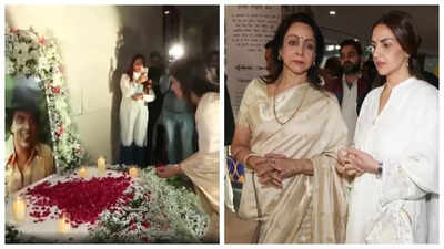 Dharmendra prayer meet: Hema Malini, daughters Esha Deol and Ahana Deol pay emotional tribute; Kangana Ranaut, Ravi Kishan and other politicians attend |