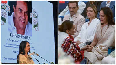 Hema Malini breaks down remembering Dharmendra at prayer meet, ‘Woh mere liye ek bohot hi samarpeet jeevansaathi baney’ | Hindi Movie News