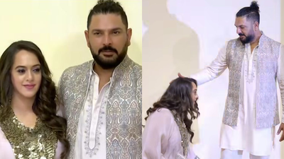 Yuvraj Singh’s sweet ‘aashirwad’ gesture after Hazel Keech fixes his outfit wins the internet | Hindi Movie News