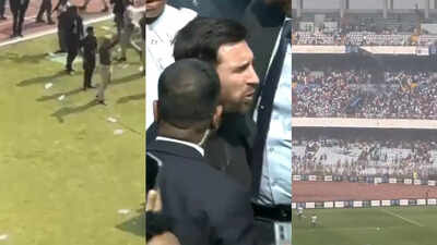 Chaos in Kolkata! Bottles thrown, banners vandalised: Lionel Messi forced to exit Salt Lake Stadium early – WATCH | Football News
