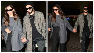 Ranveer Singh and Deepika Padukone twin at the airport; smile as paparazzi call actor ‘Dhurandhar’ amid film’s blockbuster box office success: PICS |