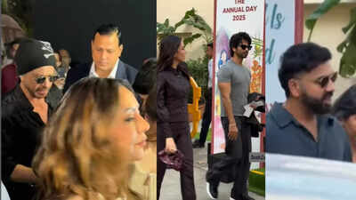 Shah Rukh Khan with Gauri, Suhana arrive for Abram’s annual day, Shahid Kapoor, Mira Rajput, Rohit Sharma arrive for school annual day of their children |