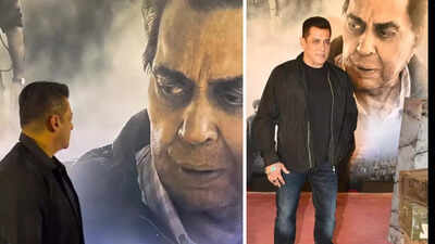 ‘Ikkis’ screening: Salman Khan gets emotional as he pauses by Dharmendra’s poster – Watch |