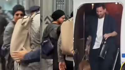 Shah Rukh Khan arrives in Kolkata with son AbRam ahead of Lionel Messi’s ‘GOAT India Tour 2025’ – VIDEO | Hindi Movie News