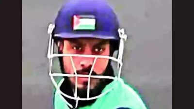 Pulwama cricketer wears helmet with Palestinian flag sticker; cops start probe | India News