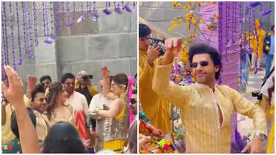 Kriti Sanon dances her heart out as Nupur Sanon and Stebin Ben’s haldi celebrations turn into a dhol-filled party |