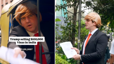 ‘Buy one get one free’: Comedian dressed as Donald Trump sells H1B visas in India; video goes viral | India News