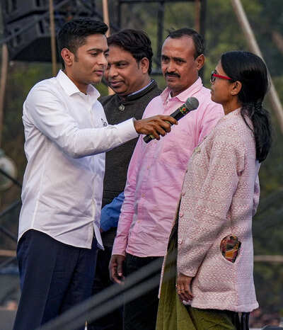 Abhishek Banerjee presents 3 ‘dead’ voters at TMC rally; takes on EC, BJP | India News