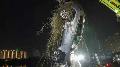 Noida techie death case: NDRF retrieves car from waterlogged trench after three days — video | India News