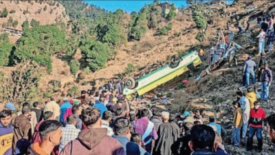 14 killed as bus plunges into 500m-deep Himachal gorge | India News