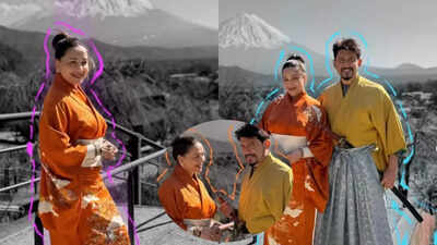 Madhuri Dixit vacations in Japan, Wears traditional kimono with Mount Fuji in the backdrop | Hindi Movie News