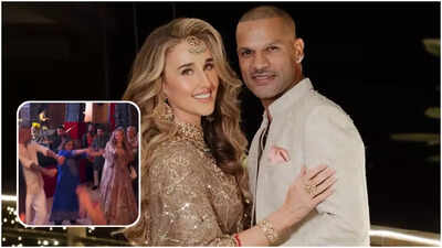 Shikhar Dhawan and Sophie Shine groove to the ‘Shararat’ song from ‘Dhurandhar’ during wedding festivities – Watch |