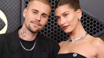 Justin Bieber and Hailey Bieber make a statement on Grammy Red carpet; wear ICE OUT pins |