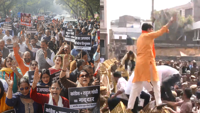 BJP protests nationwide in response to Congress’ ‘topless’ AI Summit protest; four IYC leaders arrested | India News