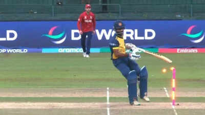 Sri Lanka batter bizarrely knocks over his own stumps in Super 8 T20 World Cup clash | Cricket News