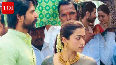 Rashmika Mandanna-Vijay Deverakonda perform Satyanarayana puja at ‘Kushi’ actor’s village; tents arranged for guests | Telugu Movie News