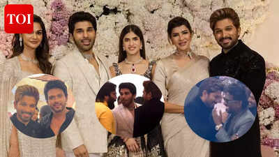Allu Arjun steals the show at Allu Sirish’s pre-wedding bash; protective gesture towards wife Sneha wins hearts | Telugu Movie News