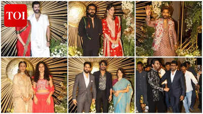 Rashmika Mandanna-Vijay Deverakonda wedding reception: Allu Arjun, Ram Charan, Chiranjeevi, Nagarjuna, Karan Johar, Namrata attend | Telugu Movie News