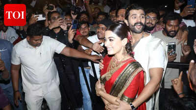 Vijay Deverakonda turns protective as Rashmika Mandanna faces sea of photographers at their wedding reception | Hindi Movie News