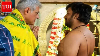Ajith Kumar offers prayers at Mamallapuram Mallikeswarar Temple; Fans surround ‘Vidaamuyarchi’ actor |
