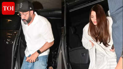Aishwarya Rai Bachchan and Abhishek Bachchan arrive at Manish Malhotra’s residence to offer condolences on his mother’s demise – PICS |