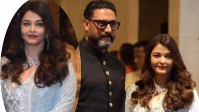 Netizens say ‘perfectly co-ordinated couple’ as Aishwarya Rai Bachchan stuns in a powder blue anarkali with Abhishek Bachchan | Hindi Movie News