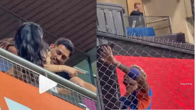 Hardik Pandya interacts with Dhoni and his son Agastya in the stands — viral video melts hearts | Cricket News