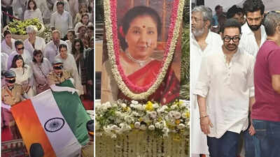 Asha Bhosle cremated with full state honours in Mumbai; industry, political leaders bid emotional farewell to melody queen |