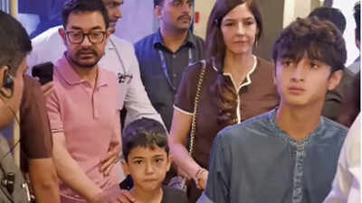 Aamir Khan and girlfriend Gauri Spratt turn Junaid Khan and Sai Pallavi’s ‘Ek Din’ event into family affair; star couple attends event with their sons – WATCH﻿ |