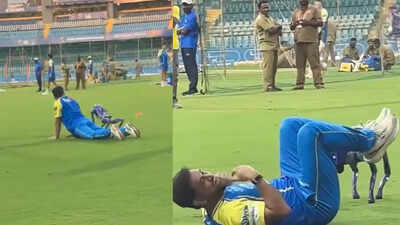 MS Dhoni plays with ‘Champak’, return buzz grows ahead of MI vs CSK clash | Cricket News