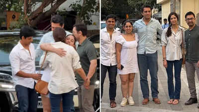 Aamir Khan’s daughter Ira Khan, Nupur Shikhare greet Gauri Spratt with warm hugs; Junaid Khan joins for a family picture |