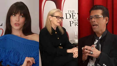 Meryl Streep approves of Karan Johar’s Rs 1.25 lakh shoes as he chats with her and Anne Hathaway ahead of ‘The Devil Wears Prada 2’ | Hindi Movie News