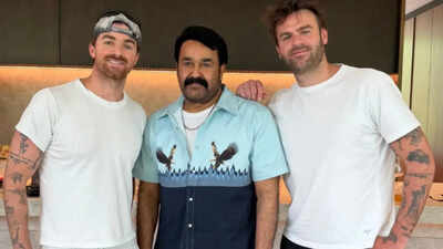 Mohanlal meets The Chainsmokers; ‘Patriot’ actor poses with the popular EDM duo | Malayalam Movie News