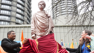 Swami Vivekananda’s first life-sized statue unveiled in United States | India News