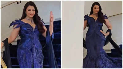 Aishwarya Rai Bachchan’s first Cannes 2026 look breaks the internet; actress dazzles in shimmering sapphire-blue gown | Hindi Movie News