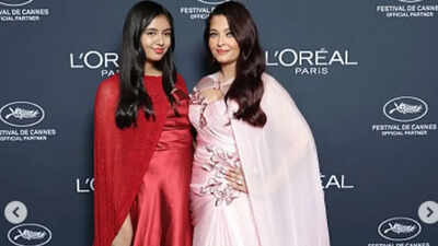 Aaradhya Bachchan joins mom Aishwarya Rai Bachchan on red carpet at Cannes event; beauty steals all the attention in a red gown – PICS |