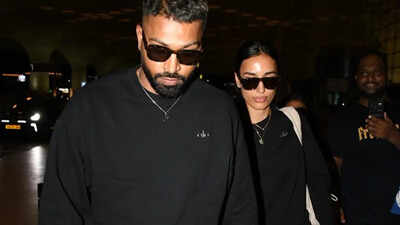Hardik Pandya and Mahieka Sharma hold hands as they jet out of Mumbai; twin in black at airport – PICS |