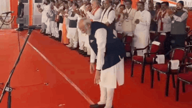Watch: PM Modi bows down with folded hands before Kolkata crowd as BJP forms first govt in West Bengal | India News