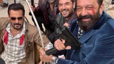 Salman Khan and Sanjay Dutt goof around on ‘7 Dogs’ sets as they reunite for international film- PICS |