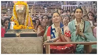 Tamannaah Bhatia visits the Mahakaleshwar temple and seeks spiritual refuge during morning aarti – Watch |