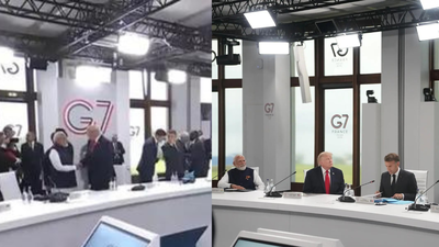 Watch: PM Modi and Donald Trump exchange greetings at G7 Summit ahead of expected talks | India News