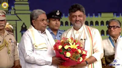Karnataka gets new CM: Congress puts up united front as DK Shivakumar takes oath with Siddaramaiah on stage | India News