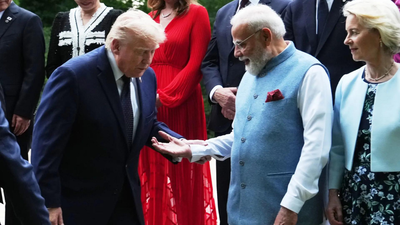 PM Modi meets Trump after 16 months, with a handshake, not a hug | India News