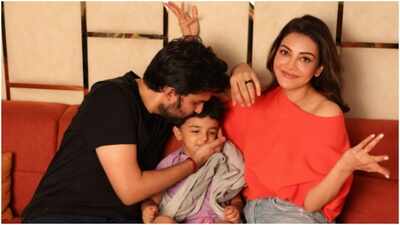 Kajal Aggarwal celebrates Father’s Day; Gautam Kitchlu kisses son Neil; Fans call them ‘Cute family’ | Tamil Movie News