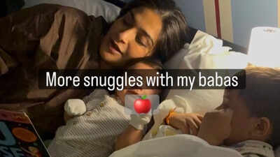 Sonam Kapoor gives fans a glimpse of baby Rudralokh during snuggle session with big brother Vayu – PICS |