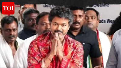 Tamil Nadu CM and actor Vijay visits Kollur Mookambika temple: Fans gather to see the actor turned political leader | Tamil Movie News